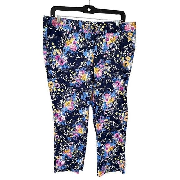 Laundry By Shelli Segal Pants - Laundry by Shelli Segal Pants Womens 10 Navy Floral Front Artsy Boho Cottagecore